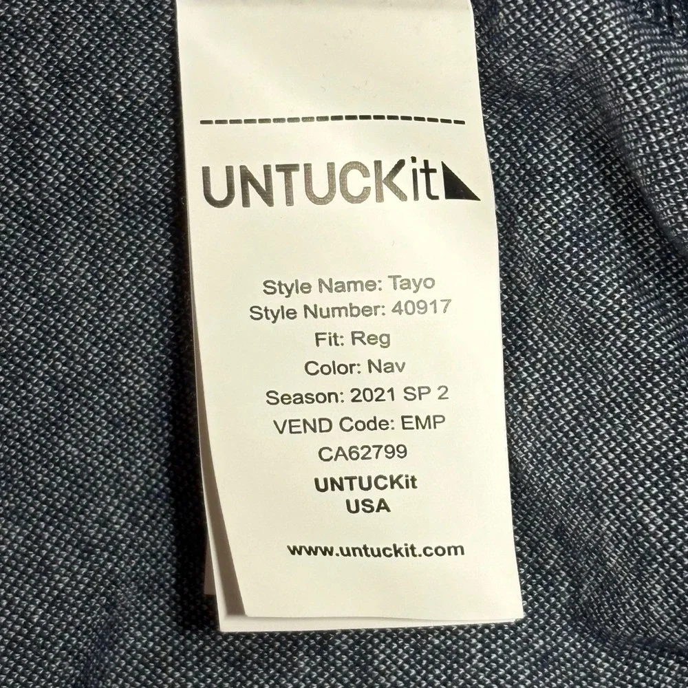 UNTUCKit TAYO Mens X-Large Regular Fit Nav 40917 Short‎ Sleeve Polo Shirt Cotton - Picture 5 of 8